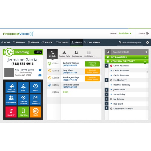 Web-based Phone Operator Console for Hosted Telephony company