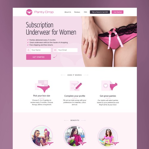 Create a homepage for Panty Drop - subscription underwear for women