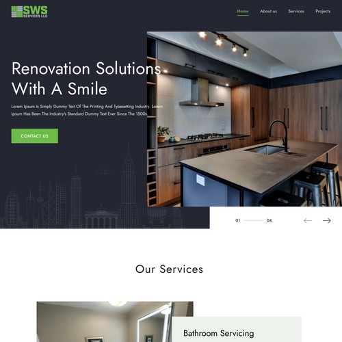 Home servacing website homepage