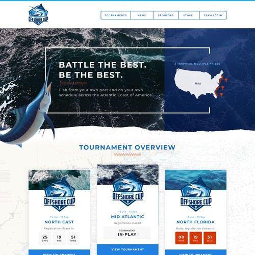 Homepage for fishing tournament