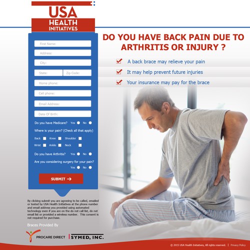 landing page for back pain braces