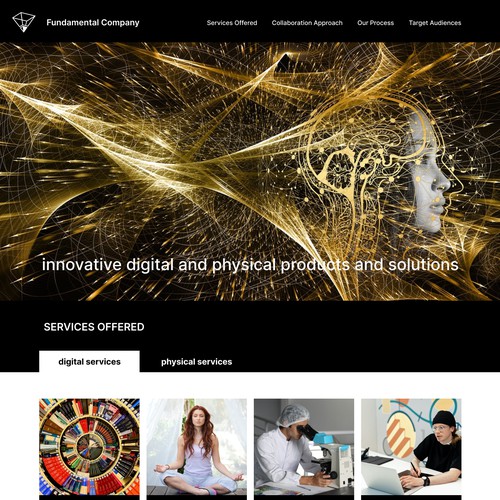 landing page for a multi-disciplinary technology group