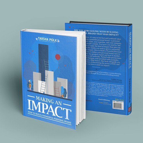 an eye-catching blue marketing book