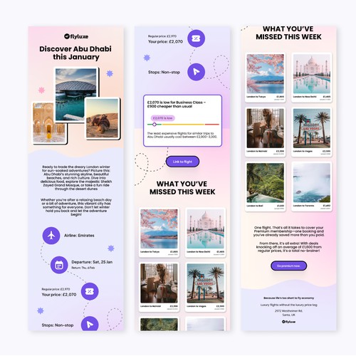 Newsletter for travel startup