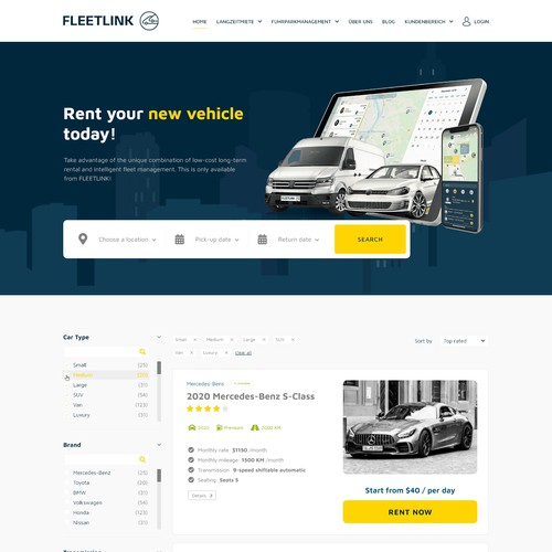 car rental webshop