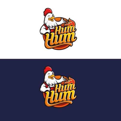 Logo of a chicken  restaurants name (Hum Hum)