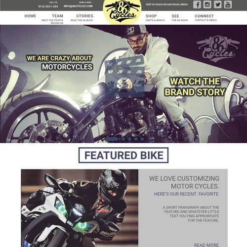 Concept Homepage for a Custom Motorcycle Company