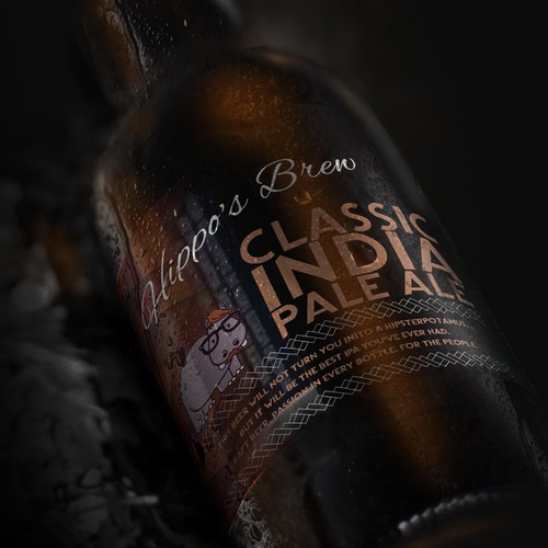 Bottle Label for Hippo's Factory - Switzerland Based Micro-Brewery