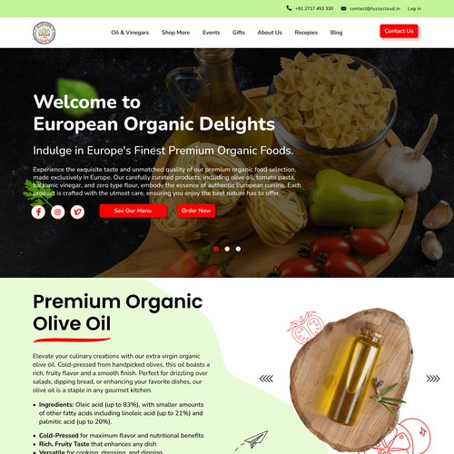 Food Brand Landing Page Design