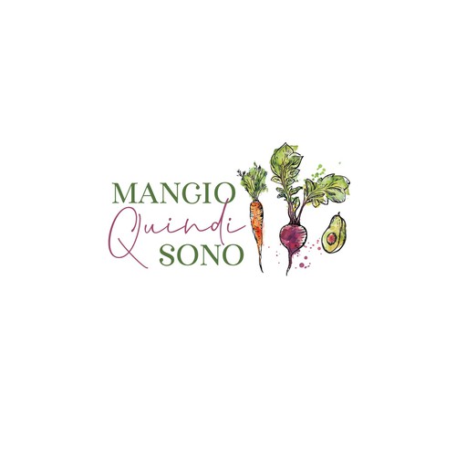 hand drawn logo for mangio quindi sono