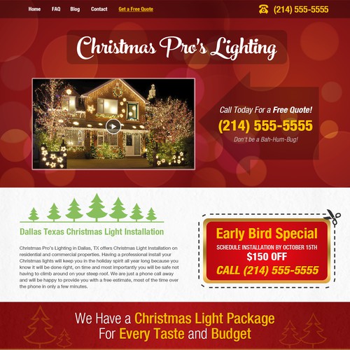 Landing Page for Light Installation Company