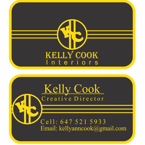 An elegant clean classic business card for a high end decorating firmKelly Cook Interiors