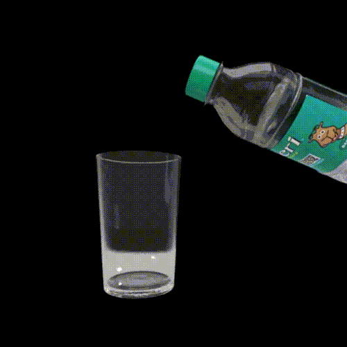 water pouring down from the bottle into the glass