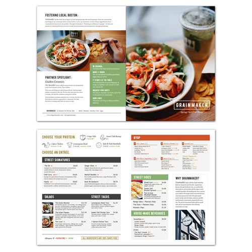 Menu Layout for Grainmaker Restaurant