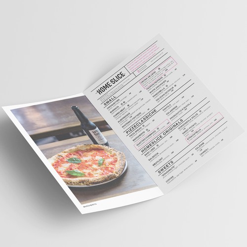 HOME SLICE takeout menu