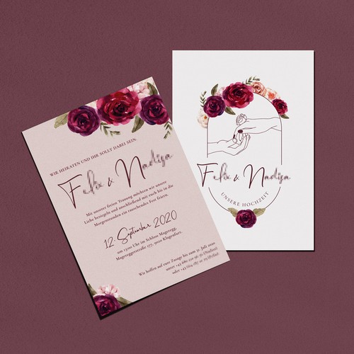 Elegant wedding invitation with roses