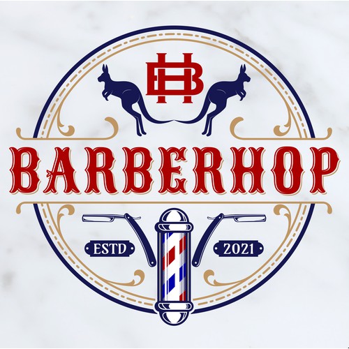 Vintage emblem logo concept for BarberHop