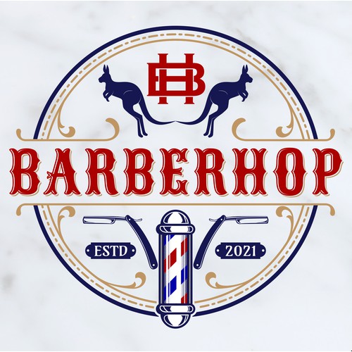 Vintage emblem logo concept for BarberHop