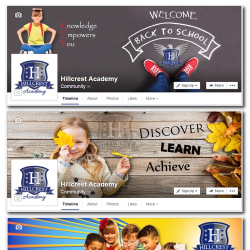 Design 12 custom Facebook covers for Charter School