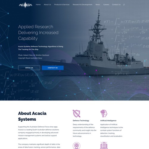 Website for Defence Software Acacia Systems