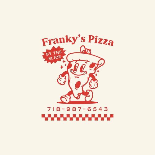 Vintage retro simple bold concept logo for pizzeria mascot tshirt