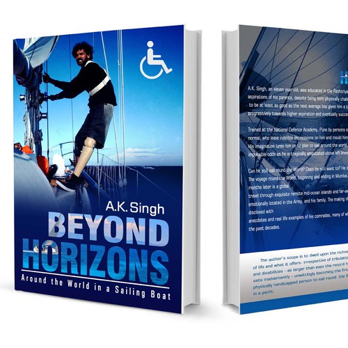 Cover for "Beyond Horizons",the memoirs of the 1st handicapped person to sail around the world