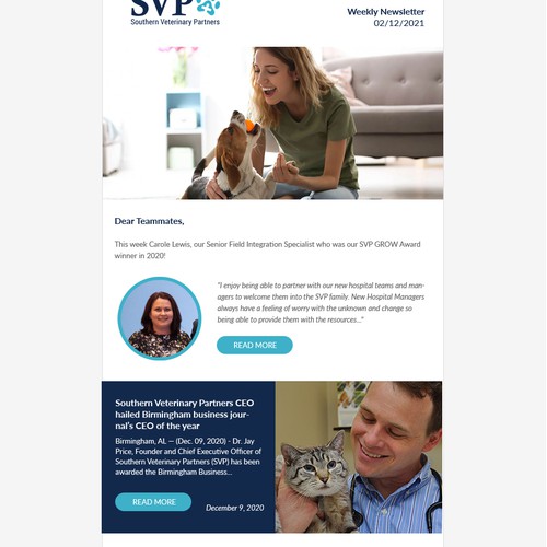 Responsive email design for Southern Veterinary Partners