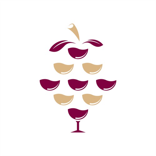 wine and glass with leaf availablr for sale logo