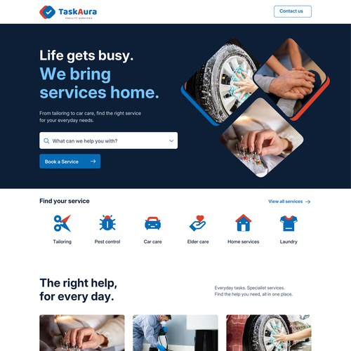 Modern Landing Page Design for TaskAura – Doorstep Services Brand