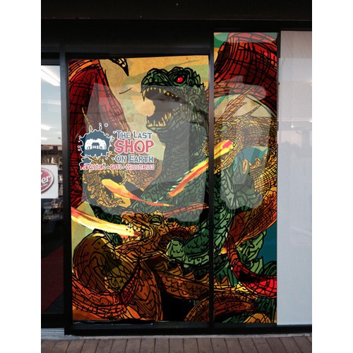 Window Banner/Signage for Movie Collectables and Pop-Culture StoreRequired
