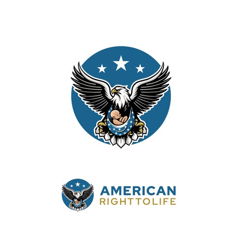 American rigj to life eagle mascot logo