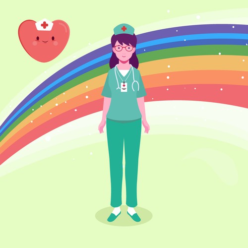 Nurse Medical Rainbow Heart Design