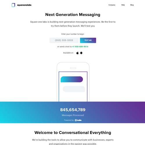 Landing Page for SQUAREONELABS.