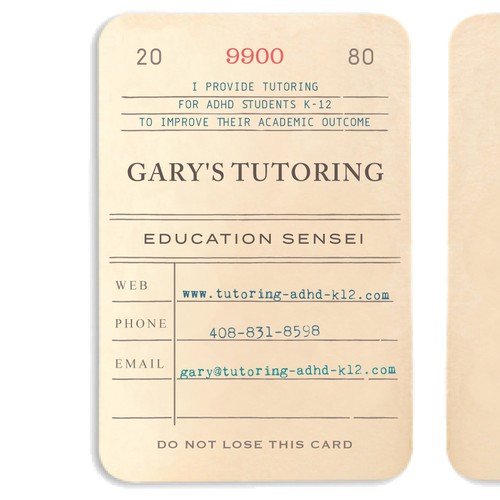 Library themed business cards for tutoring