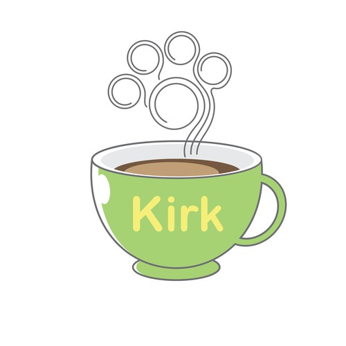 Coffee logo with steam as a paw print