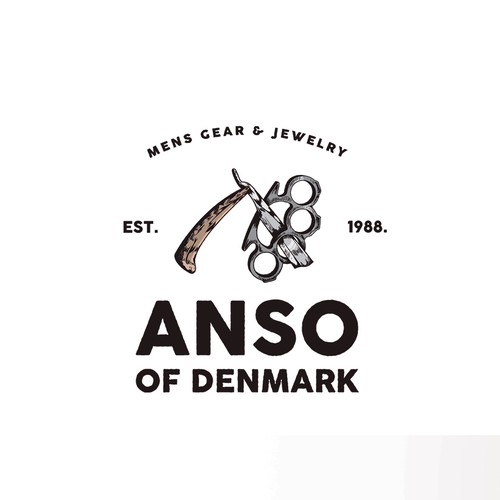 Straight razor Vintage logo Illustrartion