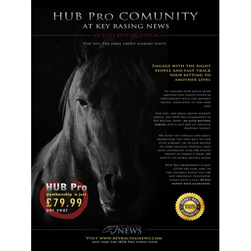 Create a captivating full page advert for a national horse racing magazine