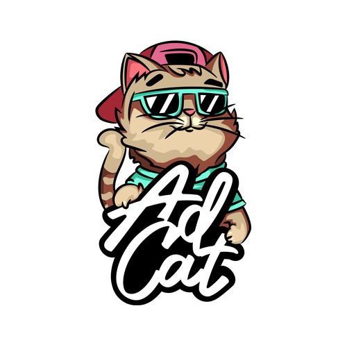 Cool Cat Illustration Logo for music marketing SaaS company.