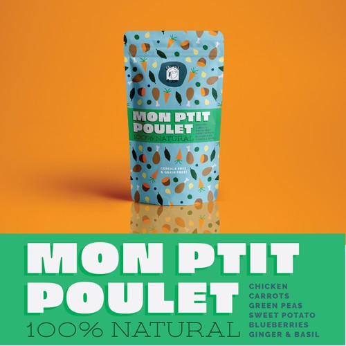 Playful packaging design for all natural petfood.