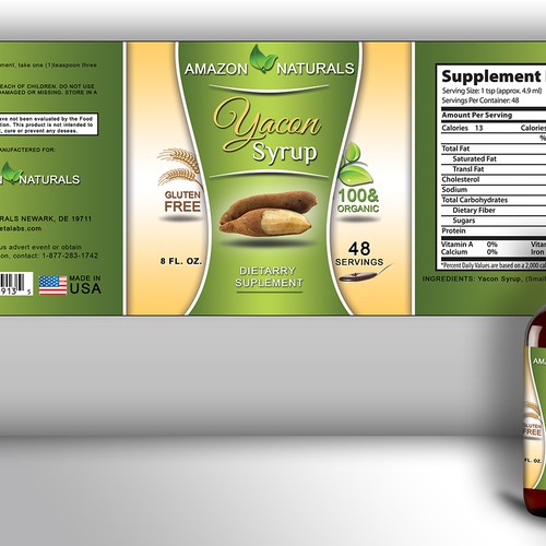 Yacon Syrup Dietary Supplement Label Design