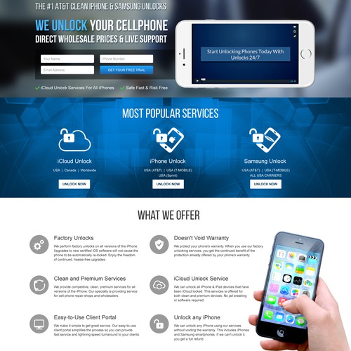 Landing page design