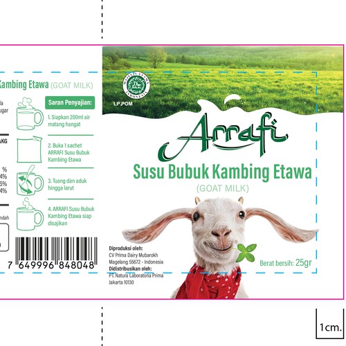 Clean and fun sachet for goat milk powder