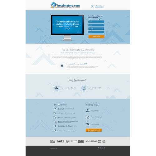 landing page for Bestimators.com