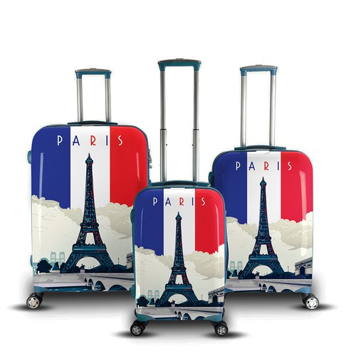  Luggage print design-famous world destination theme