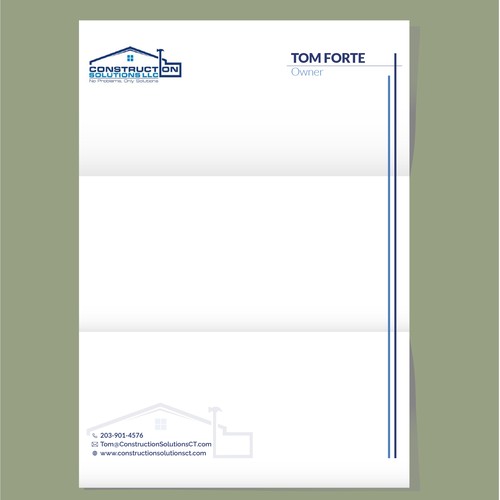 Attractive non-traditional letterhead for a construction company