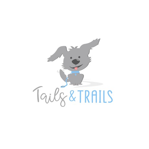 Cute  and fun dog walking logo