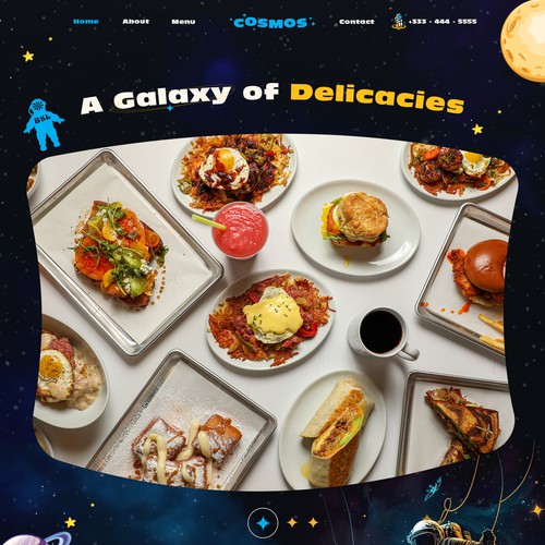 Space Theme Restaurant Website Design