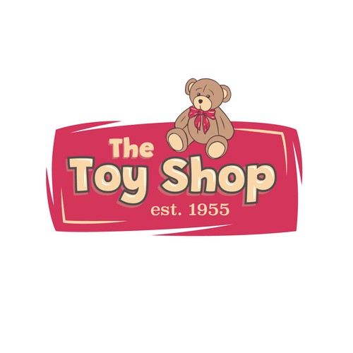 Traditional toy shop logo with friendly Teddy bear