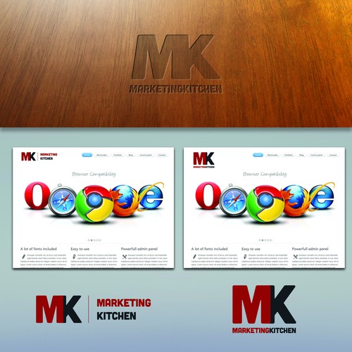 Create a clean, crisp, fun logo for "marketing kitchen" -  a fresh approach to direct marketing