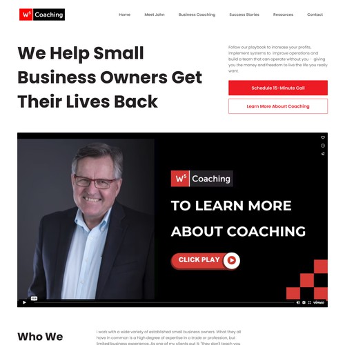 W5 Coaching - Landing Page for Business Coaching